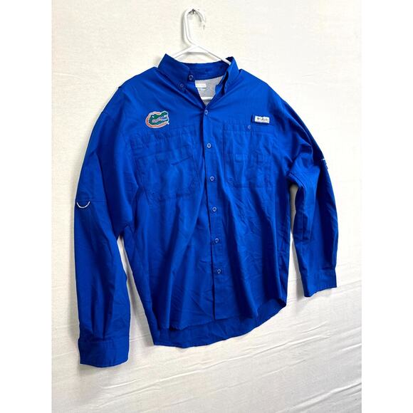 Columbia PFG Shirt Mens Small Blue Florida Gators Football Long Sleeve Button Up - Picture 2 of 10